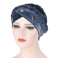 thumbnail image 2 of Solid Beaded Head Wrap for Women Comfortable Turban Style Cap with Ruffle Detail, 2 of 3