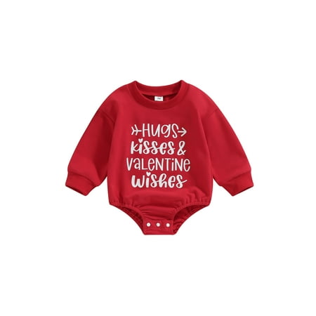 

Liliz Baby Girls Valentine s Day Casual Romper Long Sleeve O Neck Letter Heart Print Playsuit