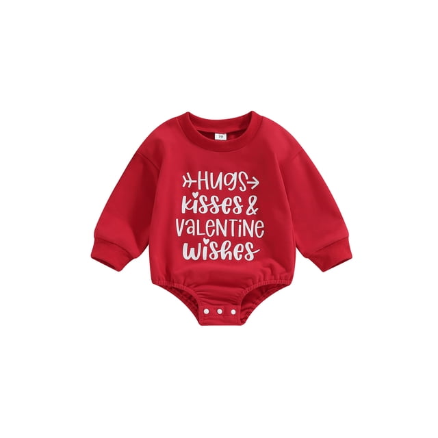 Sunloudy Barboteuse Décontractée pour Bébés Filles Saint-Valentin, Manches Longues Col Rond Imprimé Lettre Cœur une Pièce