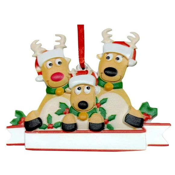 Personalised Family Christmas Tree Bauble Decoration Ornament for 2024 Holiday Celebrations with Deer Family Theme