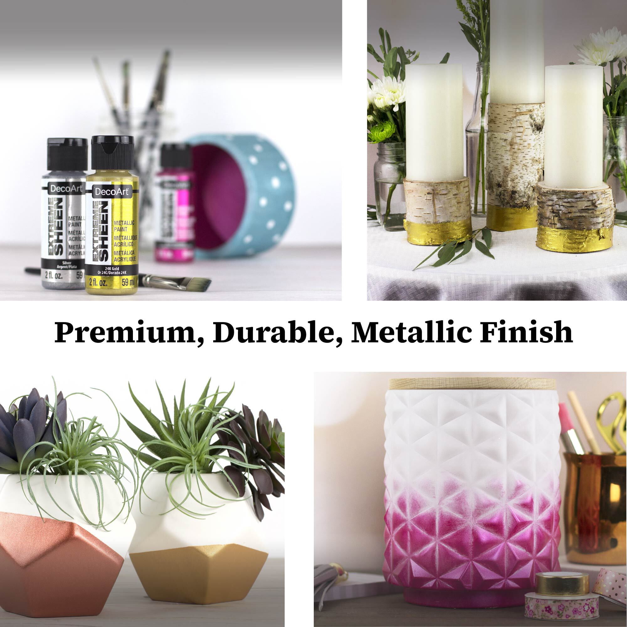 DecoArt Extreme Sheen Metallic Acrylic Paint Set – Set of 24 Bottles (2 fl oz) – Art and Craft Metallic Paints
