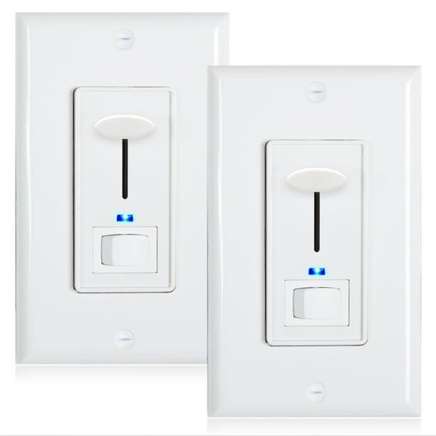 Maxxima 3 Way Single Pole Dimmer Switch 600w Indicator Light Led Compatible Wall Plate Included 2 Pack