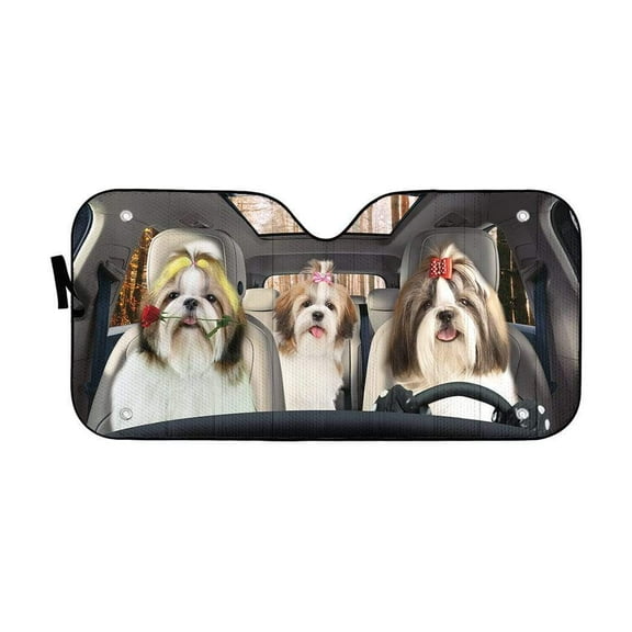 3D Shih Tzu Cute Love Windshield Sunshade Universal Fit Cars Suv Truck