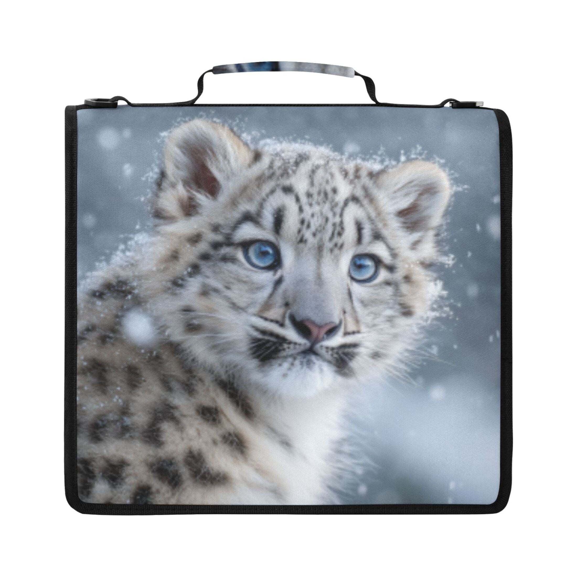 DIXRUYEE Zipper Binder File Keeper Documents Organized-Snowy Leopard Cub Focus Of Pattern