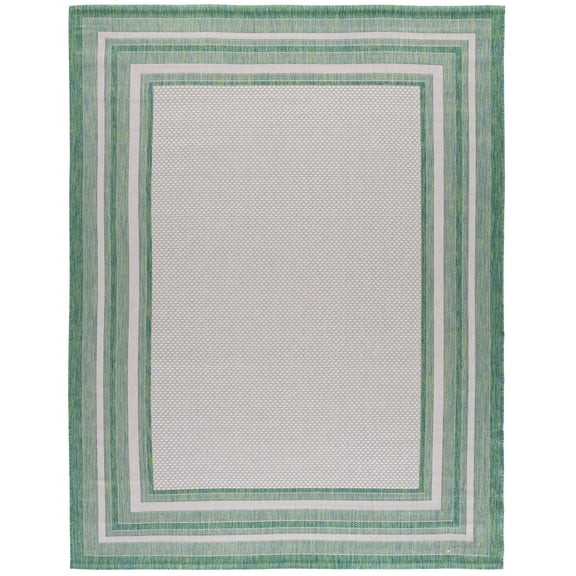 Safavieh Courtyard Ercan Bordered Indoor/Outdoor Area Rug, Ivory/Green, 9' x 12'