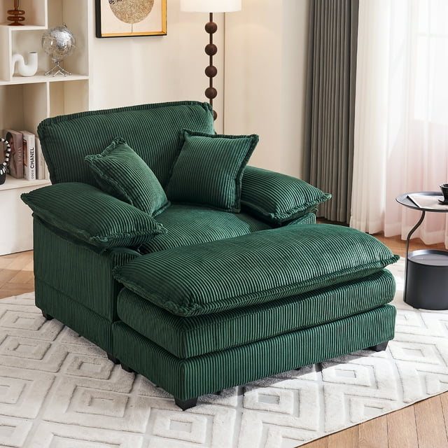 Noble House 46.9" Extra-Large Reclining Cloud Sofa,Modern Corduroy,Green
