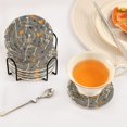 thumbnail image 3 of Yayeee 6 PCS Drink Coasters with Holder Set Woven Absorbent Round Tabletop Hot Pad, Halloween Dancing Skeleton, 3 of 7