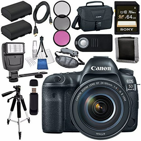 Canon EOS 5D Mark IV DSLR Camera with 24-105mm f/4L II Lens 1483C010 + LPE-6 Lithium Ion Battery Bundle