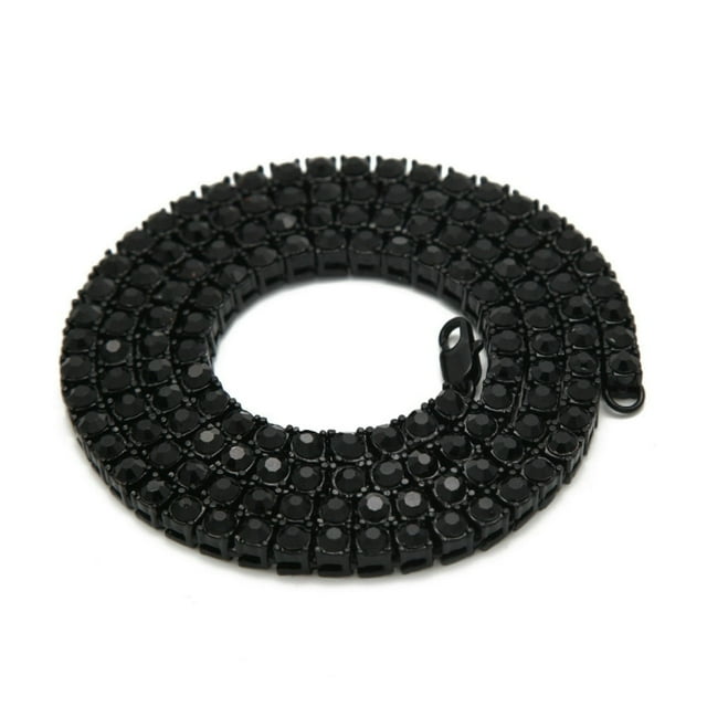 Men‘s Necklace Creative Hip Pop Single Row Rhinestone Decor Alloy Necklace Chain Necklace