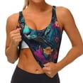 thumbnail image 3 of Balery Colorful Flower Tiger Pattern Racerback Sports Bras for Women - Padded Seamless High Impact Support for Yoga Gym Workout Fitness-Large, 3 of 8
