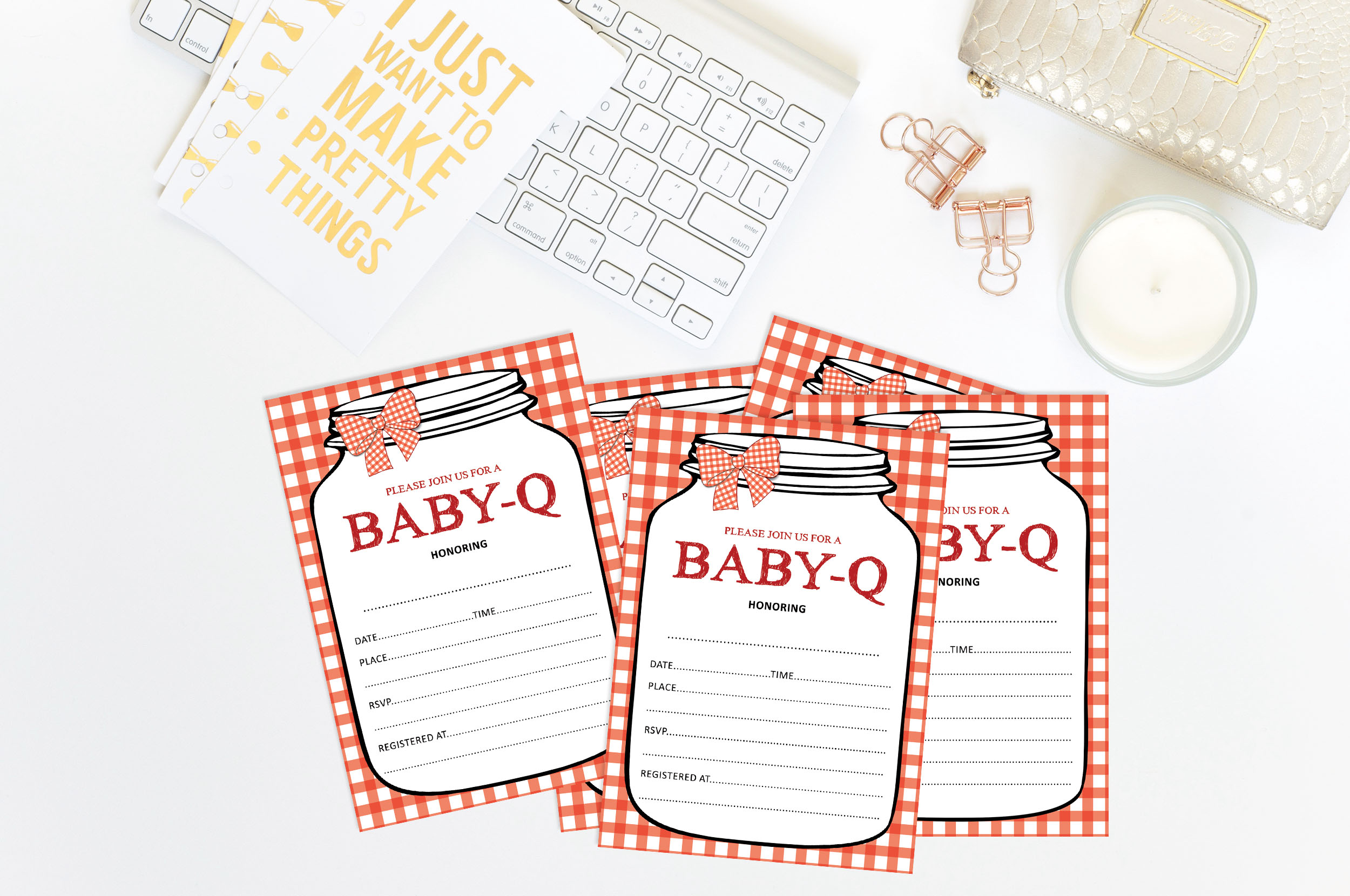 Inkdotpot 30 Fill In StyleBaby Shower Invitation Cards BBQ Gender Neutral Blank Invites
