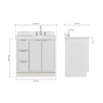 thumbnail image 4 of ARIEL Milan 36 Inch Right Offset Single Oval Sink Bathroom Vanity with Carrara White Quartz Countertop 1.5 Inch in Warm White, 4 of 7