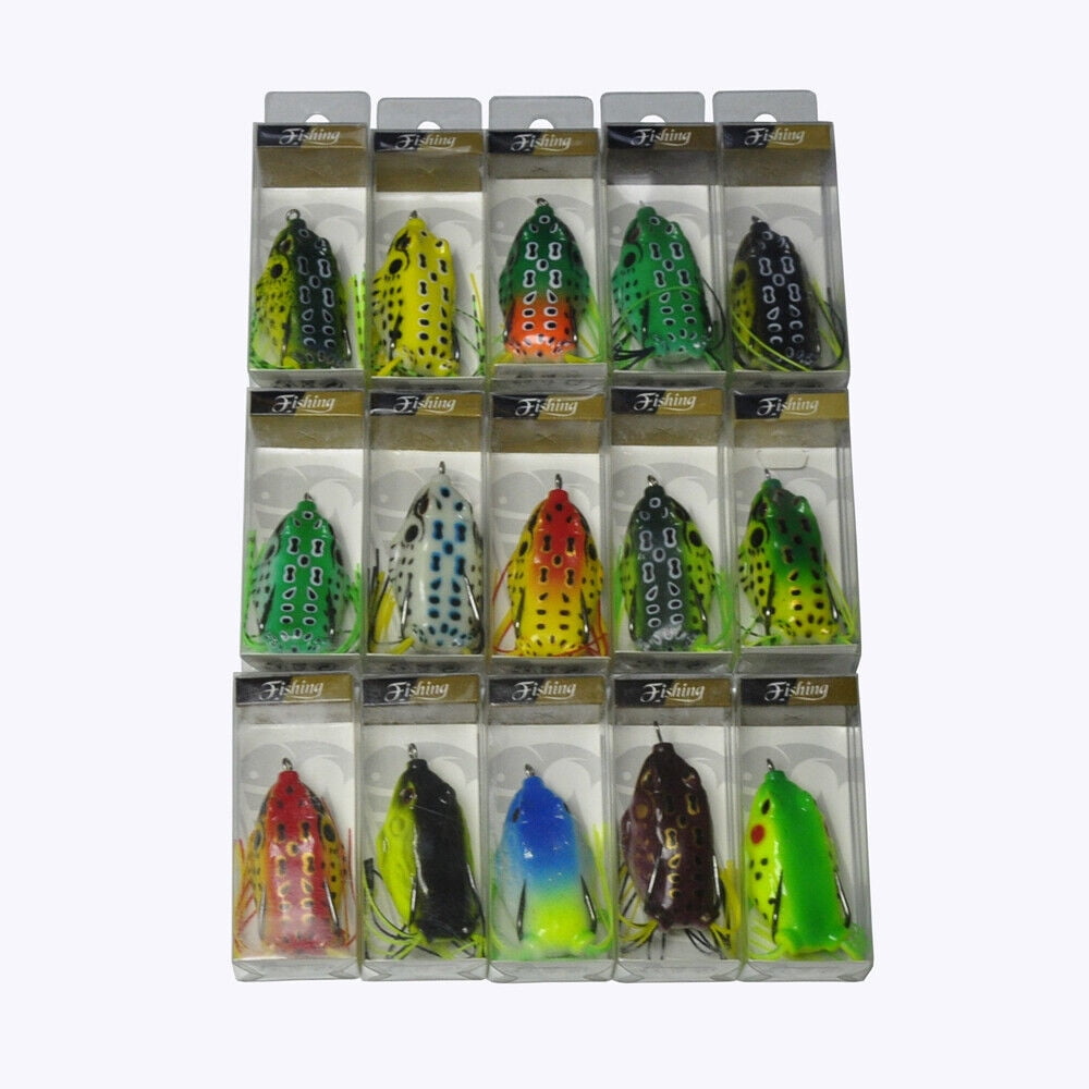 60Pcs Hollow Body Rubber Frog Fishing Lures Topwater Kit 5.5cm With Box 12 Colors