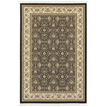 Moretti Wembley Area Rug 1331B Navy Bordered Rings 2' 3" x 10' Rectangle