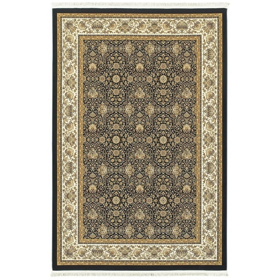 Moretti Wembley Area Rug 1331B Navy Bordered Rings 2' 3" x 10' Rectangle