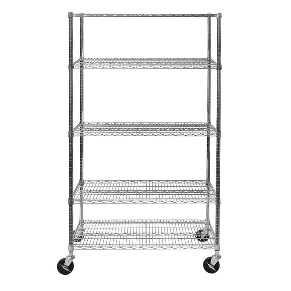 Seville Classics UltraDurable Heavy Duty NSF Solid Steel Wire Rack Storage Unit Organizer for Garage, Warehouse, Office, Restaurant, Classroom, Kitchen, 5-Tier Shelving, 48" W x 24" D