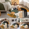 thumbnail image 5 of Boho Middle Century Large Round Rug 8 FT, Non Slip Living Room Area Carpet, Abstract Orange Geometric Leaves Washable Soft Circle Rug Non-Shedding Floor Carpet for Bedroom Office Dining Room, 5 of 9
