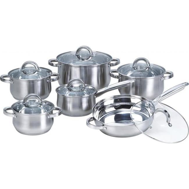 SWISS INOX 18 Pc Stainless Steel Cookware Set Fry Pots Pans Saucepan Casserole 