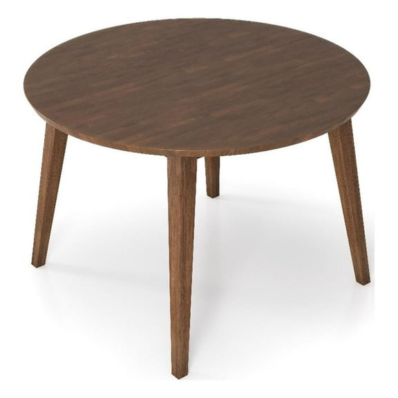 Allora Mid-Century Modern 43" Round Solid Wood Dining Table in Brown