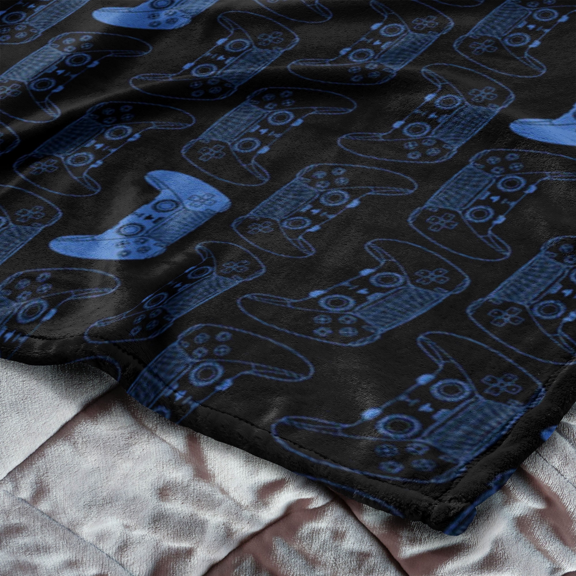 Playstation Controller Montage Twin/Full Silk Touch Blanket for Kids, 62x90 inches
