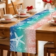 thumbnail image 5 of Blue Teal Pink Ombre Coastal Table Runner 120 Inches, Nautical Beach Starfish Coral Summer Bed Runner Dresser Scarves Tabletop for Indoor Outdoor Parties/Ceremony/Banquet, 13"x 120", 5 of 8
