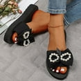 thumbnail image 5 of Kmdttou Shoes for Women Sandals Fashion Shoes Casual Round Toe Wedge Heel Slippers Bowknot Beach Sandals With Comfortable Plantar Fasciitis Arch Support(Size:35-42), 5 of 6