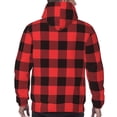 thumbnail image 7 of Fotbe Men's Hoodie with Buffalo Plaid Red Black Pattern - Kangaroo Pocket Pullover Hooded Sweatshirt, Perfect for Daily Wear, Travel, and Home-Medium, 7 of 7