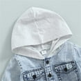 thumbnail image 4 of Toddler Hoodie Denim Jackets, Baby Boys Girls Jeans Jackets, Kids Casual Winter Long Sleeve Button Hooded Jackets with Pockets Outerwear Coat Blue 2T, 4 of 7