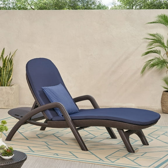 BARONAGE Chaise Lounge with Cushion Navy Blue, Cushions for Patio,Garden,Indoors,Poolside,Backyard,Porch