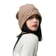 thumbnail image 2 of Yirtree Women Hat Super Soft Windproof Stretchy Solid Color with Letters Keep Warm Yarn Simple Thickened Winter Women Beanie Hat for Dating, 2 of 8