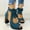 Blue, variant on Babysbule Sandals for Women Clearance Bow Sandals Middle Heel Chunky Heel Ladies Mesh Shoes Fashion Versatile Fish Mouth Shoes