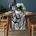 thumbnail image 2 of Grey Geometric Table Runner - 108 Inch Long, Kitchen Dining Table Runner Dresser Scarves, Retro Black White Abstract Striped Lines Farmhouse Decor for Coffee Tables Wedding Party Banquet, 2 of 8