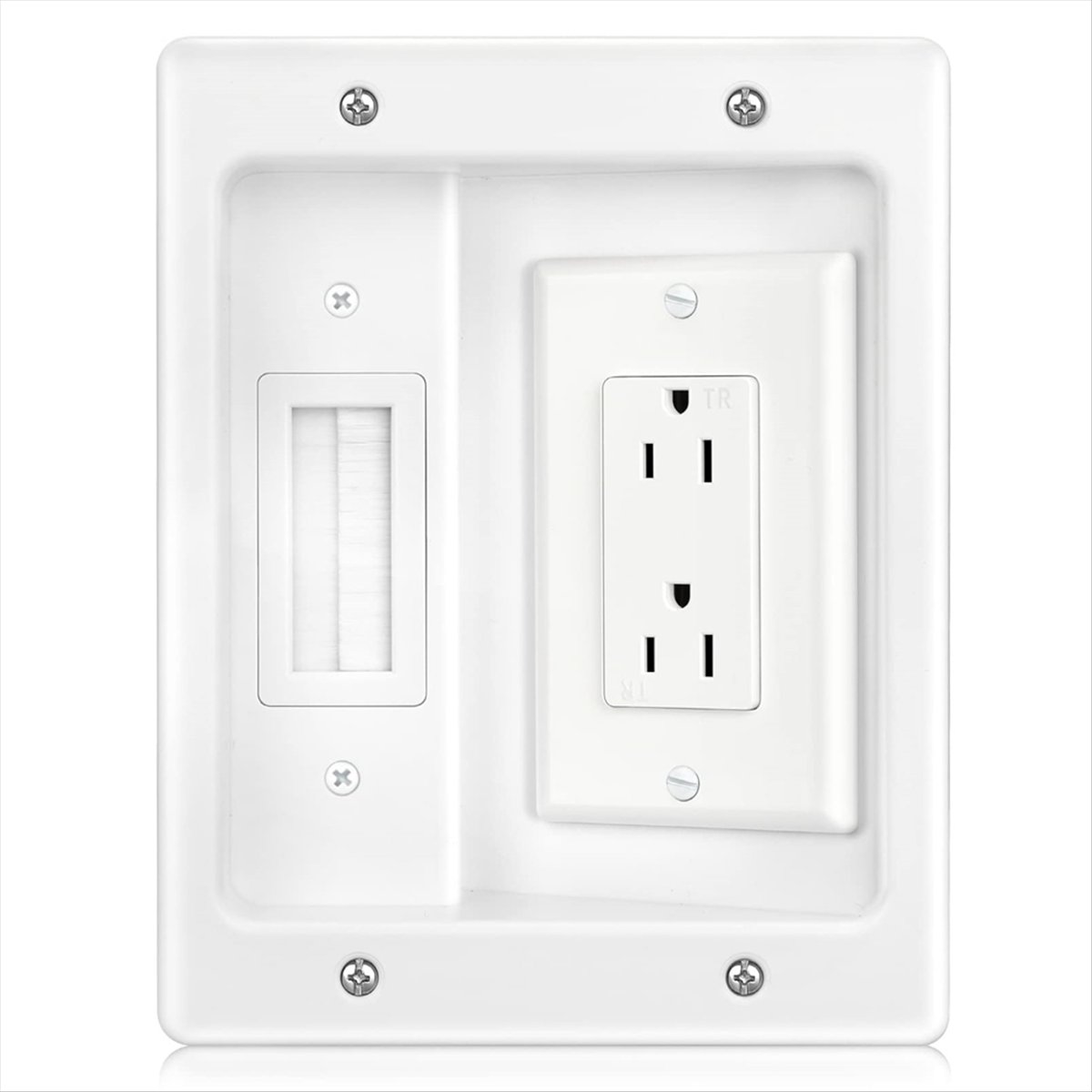 Recessed Outlet Box in Wall Cable Management Kit 15A 125V Hide TV Power Cables & Low Voltage Wires Behind the Wall