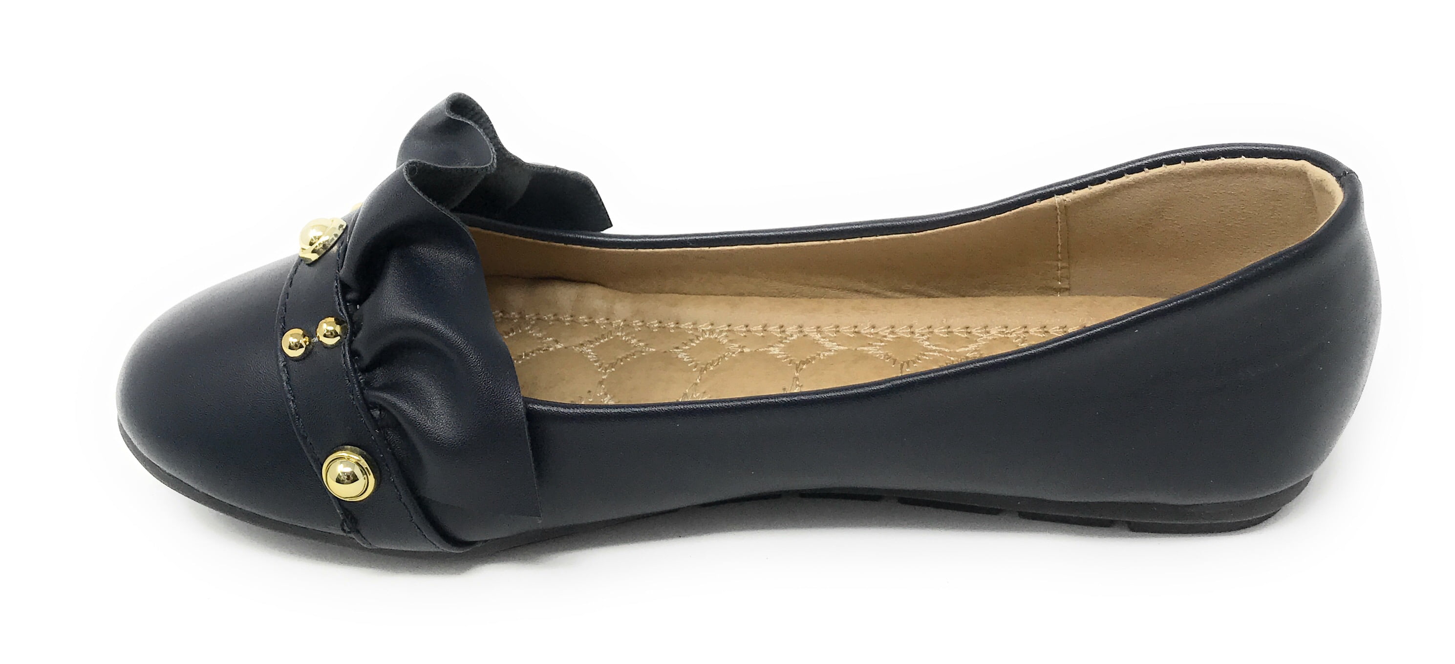 Victoria K Women's Ruffle With Gold studs Ballerina Flats