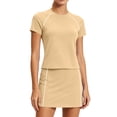 thumbnail image 2 of Sentmoon Ensembles pour Femmes Jupes Courtes Jupe Mini Taille Haute avec Shorts Mode Couleur Unie Manches Courtes Col Ras du Cou Coupe Régulière Jupe Athlétique pour Usage Quotidien Décontracté P-2TG, 2 of 7