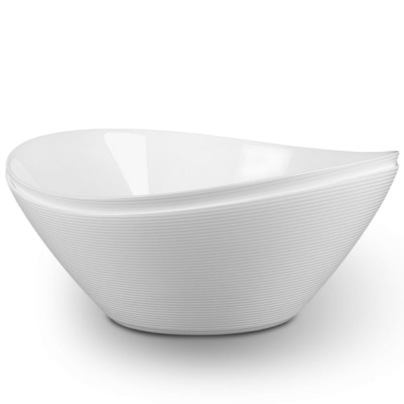 LaGlint 66 OZ Large Salad Bowl Set of 2, Opal Glass 10 inch Lightweight Serving Dishes for Salad, Fruit, Kitchen Microwave & Dishwasher Safe, Oval Shape White