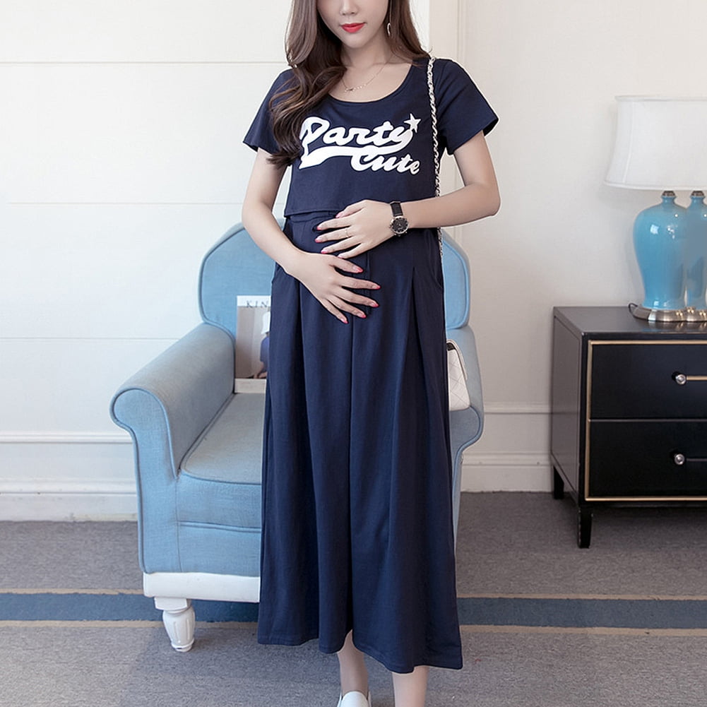 Mgaxyff Mgaxyff Breastfeeding Dress,Women Breastfeeding Solid Color