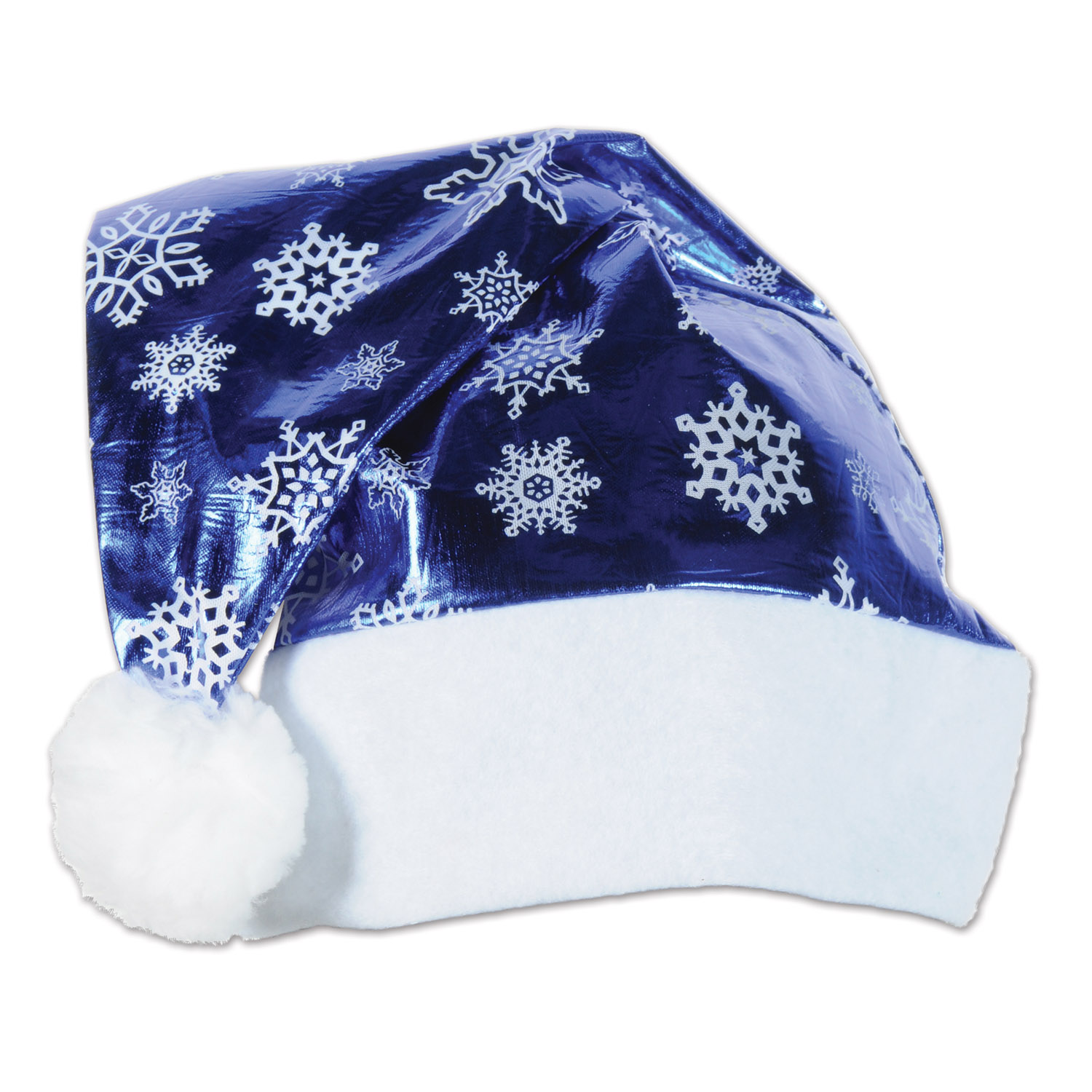 Adult size Metallic Blue Santa Hat with Snowflakes - Christmas - 1 per pack - Walmart.com 