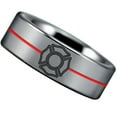 thumbnail image 3 of Thin Red Line Firefighter Tungsten Carbide Ring, 3 of 7