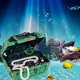 thumbnail image 2 of Adorno de acuario con cofre del tesoro y buzo flotante, decoración interactiva con burbujas de aire y cadena, ideal para peceras de agua dulce o salada., 2 of 7