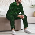 thumbnail image 7 of Disketp Green Sparkling Mens Pajama Set, Soft Warm Long Sleeve Sleepwear, Cozy Button-Down Pjs for Men-X-Large, 7 of 7