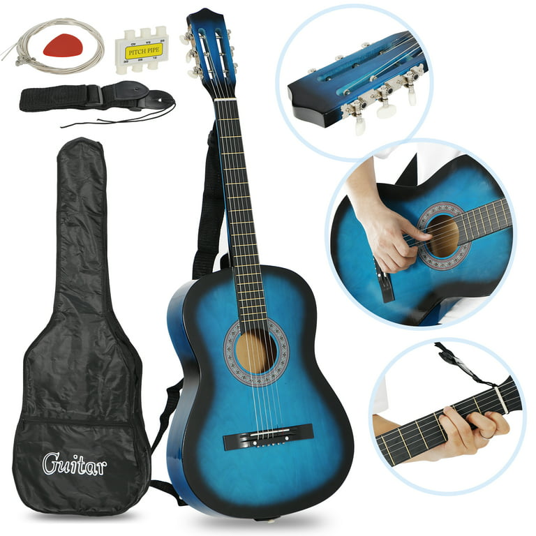  Ashthorpe 38-inch Beginner Acoustic Guitar Package (Red), Basic  Starter Kit w/Gig Bag, Strings, Strap, Tuner, Pitch Pipe, Picks : Musical  Instruments