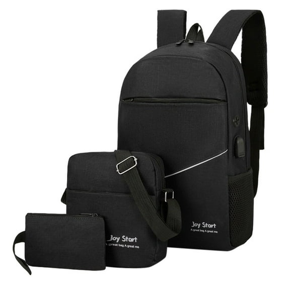 Mepaouo Travel Laptop Backpack Set Mens Crossbody Shoulder Bags Clutch Wallet Purse Pouch Handbag(Black)