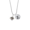 thumbnail image 2 of Delight Jewelry Silvertone Football Spinner Silvertone Script Initial Disc - L - Charm Necklace, 20"+3", 2 of 4