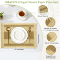 thumbnail image 3 of Homieway Placemats Set of 4, Boho Tassel Paper Woven Braided Placemats 12x18 inch Aesthetic Natural Rustic Place Mats for Dinner Wedding Party Beach Farmhouse Table Decoration, Brown, 3 of 6