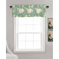 thumbnail image 3 of Easter Floral Rabbits Linen Curtain Valance for Bedroom/Bathroom/Kitchen/Office/Living/Dining Room Windows,Romantic Vintage Botanica Leaf Green Pocket Topper Drapes Decorative Cafe Drapery 54x18, 3 of 6