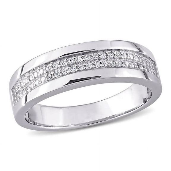 AMOUR 1/10 CT TW Diamond Men's Ring In Sterling Silver