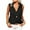 Black, variant on Sleeveless Women Lapel Casual Button Blouse Turn-down Collar Lady Solid Tops