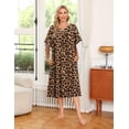 thumbnail image 3 of Oudiya Womens Nightgown Short Sleeve House Dress with Pockets Leopard Print Mumu ,S-4XL, 3 of 6