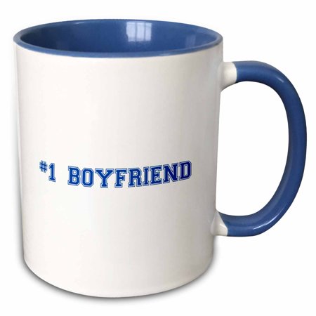 3dRose #1 Boyfriend - Number One Best Boyfriend - Romantic couple gifts - dating anniversary Valentines day - Two Tone Blue Mug, (Best Surprise For Boyfriend On Anniversary)